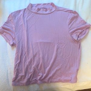 American Eagle Light Purple Ribbed Mock Neck Top